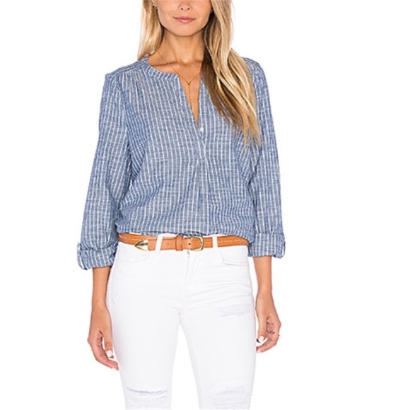 Joie Kalan Striped Chambray Boho Blouse Size Small 100% Cotton Nautical Theme - Picture 3 of 16
